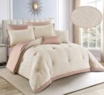 مفرش نفرين 8 قطع ساده وجهين مع نقش بارز فندقي