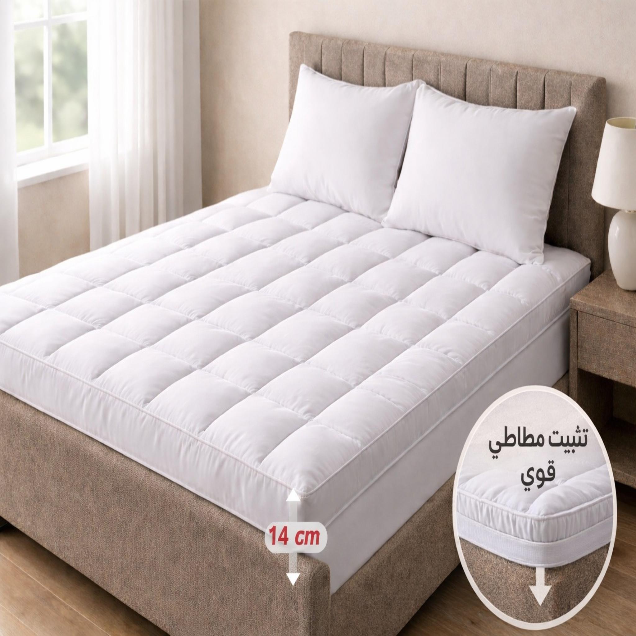 لباد سرير نفرين 200×200 سم بارتفاع 14 سم من المايكروفايبر الناعم والمريح